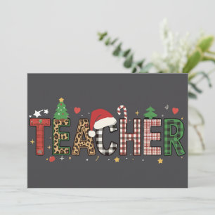 Teacher Christmas Alphabet Teachers Gift Student Holiday Card