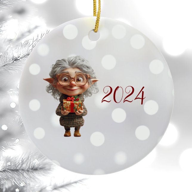 Teacher Christmas Elf Ceramic Ornament (Creator Uploaded)