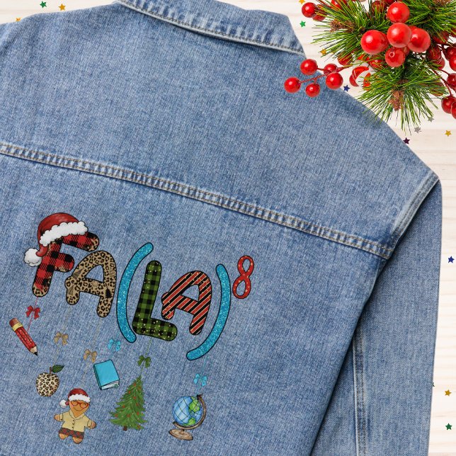 Teacher Christmas Fa La La School Educational Fun Denim Jacket (Creator Uploaded)