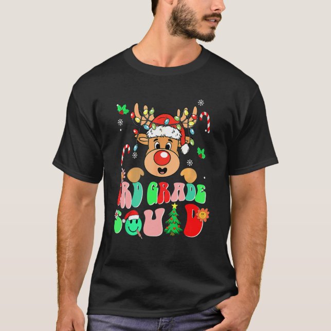 Teacher Christmas Funny 3rd Grade Squad Reindeer G T-Shirt (Front)