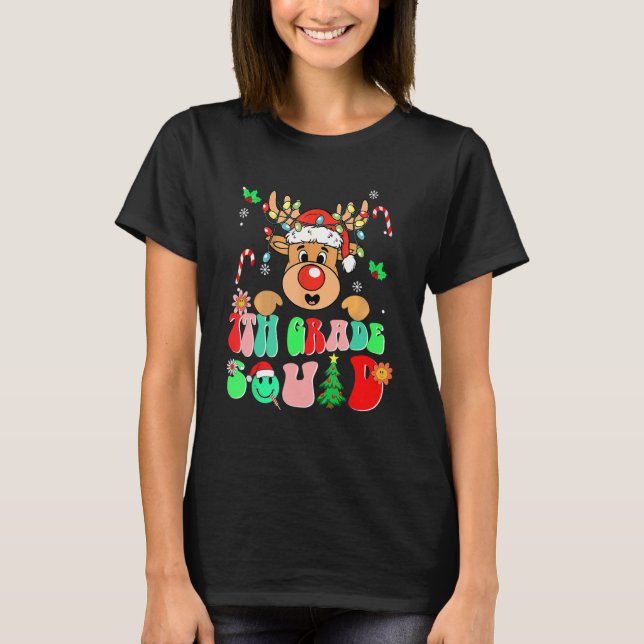Teacher Christmas Funny 7th Grade Squad Reindeer G T-Shirt (Front)