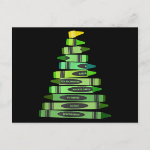 Teacher Christmas Gif Crayon Tree Postcard