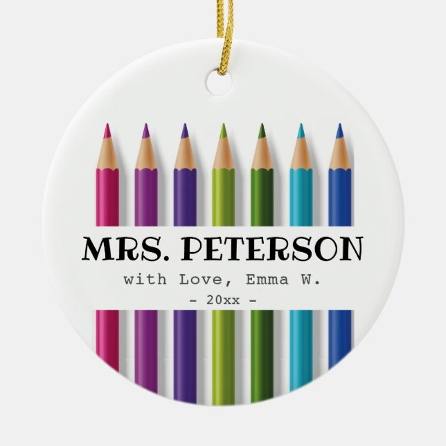 Teacher Christmas Gift Personalised Ceramic Tree Decoration (Front)
