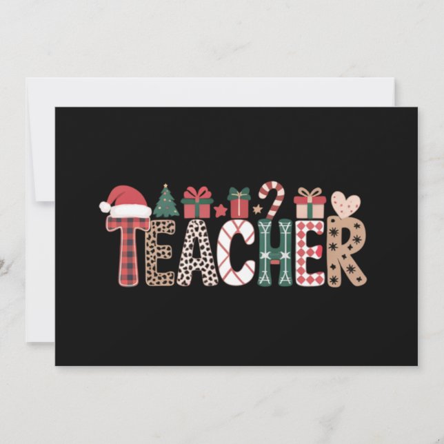 Teacher Christmas Life Teach Love Inspirational  Holiday Card (Front)
