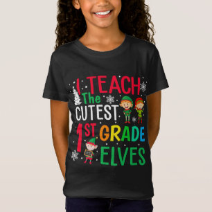 Teacher Christmas Pajama I Teach the Cutest 1st Gr T-Shirt