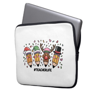 Teacher Christmas Pencils Teacher Life Merry Xmas Laptop Sleeve