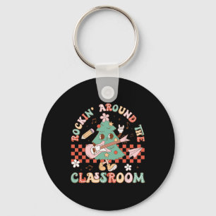 Teacher Christmas Rockin' Around The Clroom Xmas 2 Key Ring
