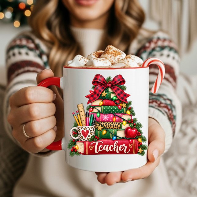 Teacher Christmas Tree Coffee Mug (School Teacher Christmas Tree Coffee Mug)