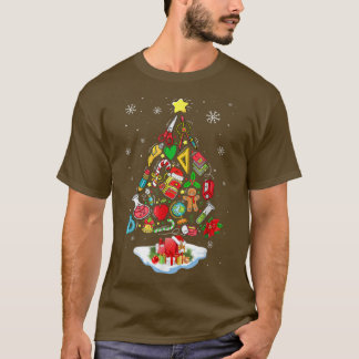 Teacher Christmas Tree School Supplies Matching Pa T-Shirt