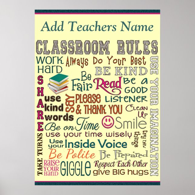 Teacher Class Room Rule Add Name Poster (Front)