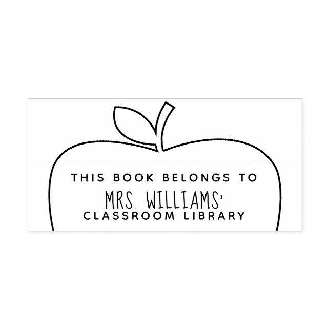 Teacher Classroom Library Apple Outline Self-inking Stamp (Design)