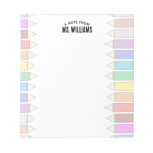 Teacher Classroom Pencil Custom Name Notepad