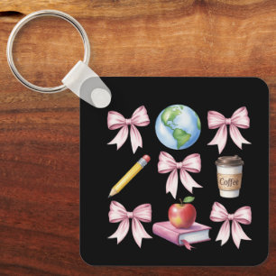 Teacher Coffee Bow Cute Appreciation Gifts  Key Ring