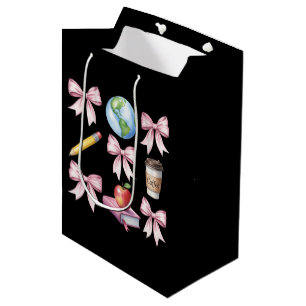 Teacher Coffee Bow Cute Appreciation Gifts Medium Gift Bag