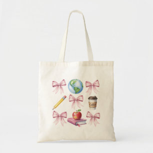 Teacher Coffee Bow Cute Appreciation Gifts Tote Bag