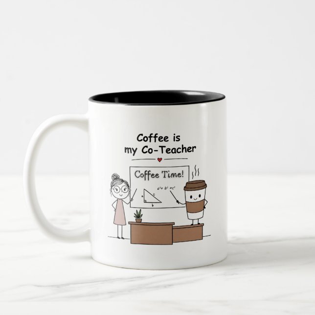 Teacher Coffee Formula  Two-Tone Coffee Mug (Left)
