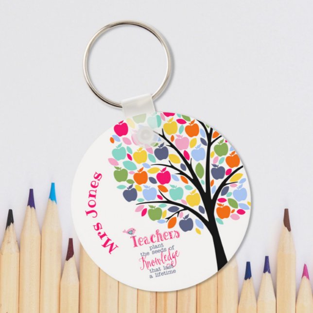 Teacher Colourful apple  Tree thank you gift Key Ring (Creator Uploaded)