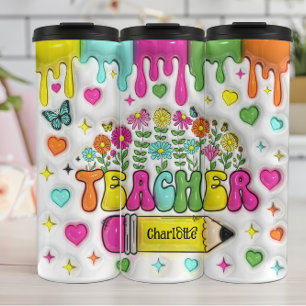 Teacher: Colourful, Floral, Inspiring Design Thermal Tumbler