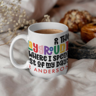 Teacher colourful rainbow typography modern gift mug