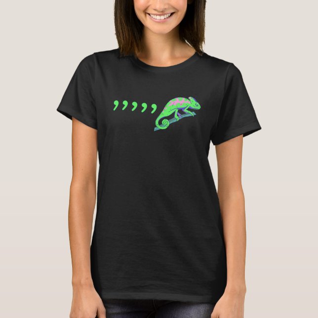 Teacher Comma Chameleon   80 s  1 T-Shirt (Front)