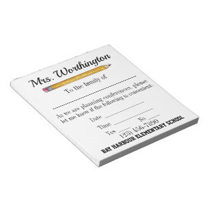 Teacher Conference School Note Pad Small