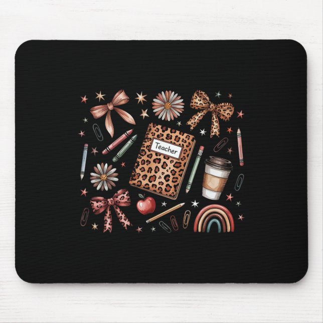 Teacher Coquette Bow Book First Day Of School Ck T Mouse Pad (Front)