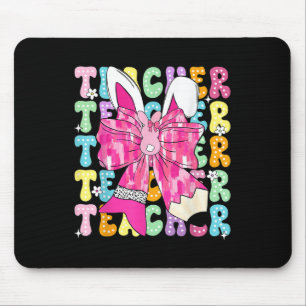 Teacher Coquette Bow Bunny Ears Rabbit Easter Day Mouse Pad