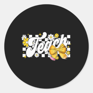 Teacher Coquette Bow Teacher Appreciation Back To  Classic Round Sticker