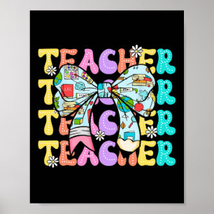 Teacher Coquette Bow Teacher Life Back To School W Poster