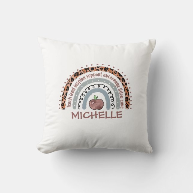 Teacher Core Values Rainbow Cushion (Front)