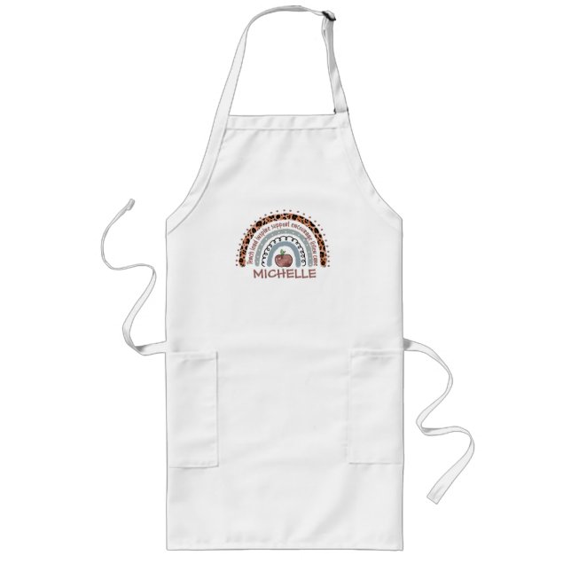 Teacher Core Values Rainbow Long Apron (Front)