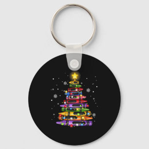 Teacher Crayon Christmas Tree Lights Student Schoo Key Ring