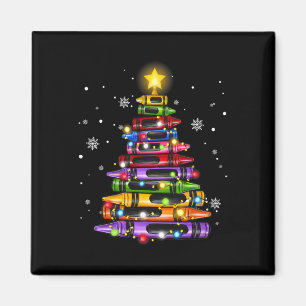 Teacher Crayon Christmas Tree Lights Student Schoo Magnet