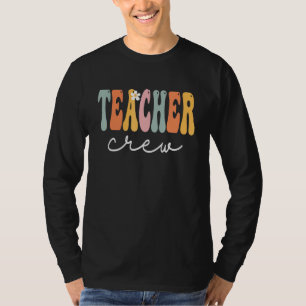 Teacher Crew Retro Groovy Vintage Happy First Day T-Shirt