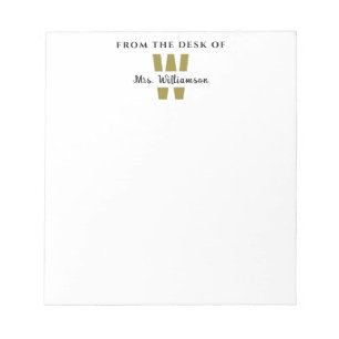 Teacher Custom Name Monogram From The Desk Of Notepad