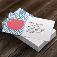 Teacher Cute Apple Modern Blue Chevron Stripes