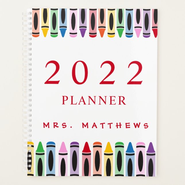 Teacher Cute Colour Crayon 2023 Planner (Front)