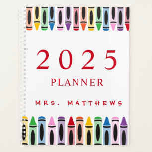 Teacher Cute Colour Crayon 2025 Planner