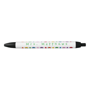 Teacher Cute Colour Crayon Monogram Green Pen