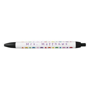 Teacher Cute Colour Crayon Monogram Purple Pen