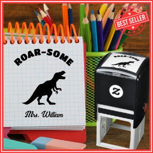 Teacher Cute Dinosaur Praise Grading Encouragement Self-inking Stamp