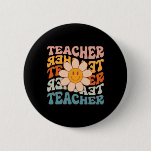 Teacher Daisy Colourful - Elementary School Teache 6 Cm Round Badge