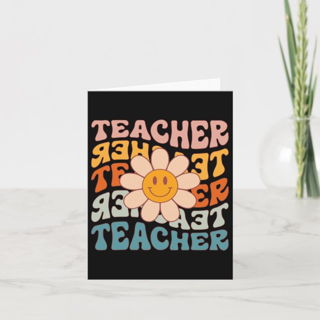 Teacher Daisy Colourful - Elementary School Teache Card (Front)