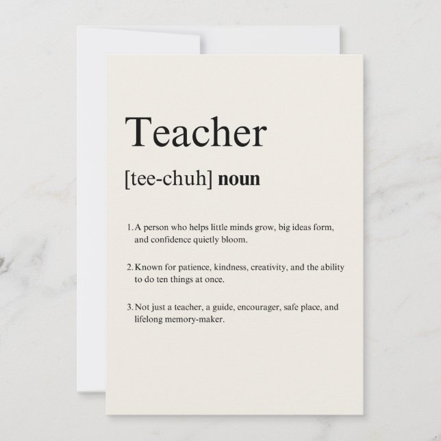 Teacher Definition Card (Front)