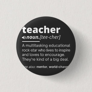 Teacher Definition - Funny Teaching School Teacher 3 Cm Round Badge