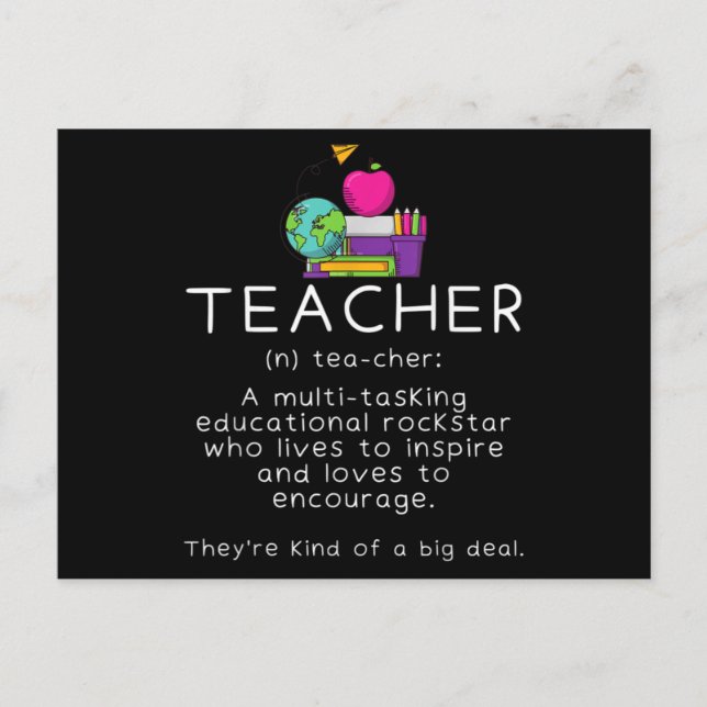 Teacher Definition - Funny Teaching School Teacher Postcard (Front)
