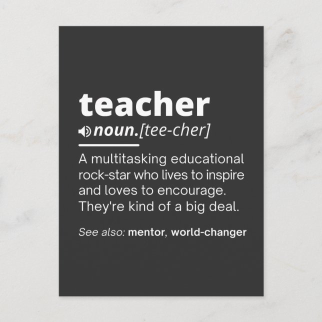 Teacher Definition - Funny Teaching School Teacher Postcard (Front)