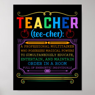 Teacher Definition - Funny Teaching School Teacher Poster