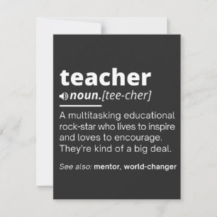 Teacher Definition - Funny Teaching School Teacher Thank You Card
