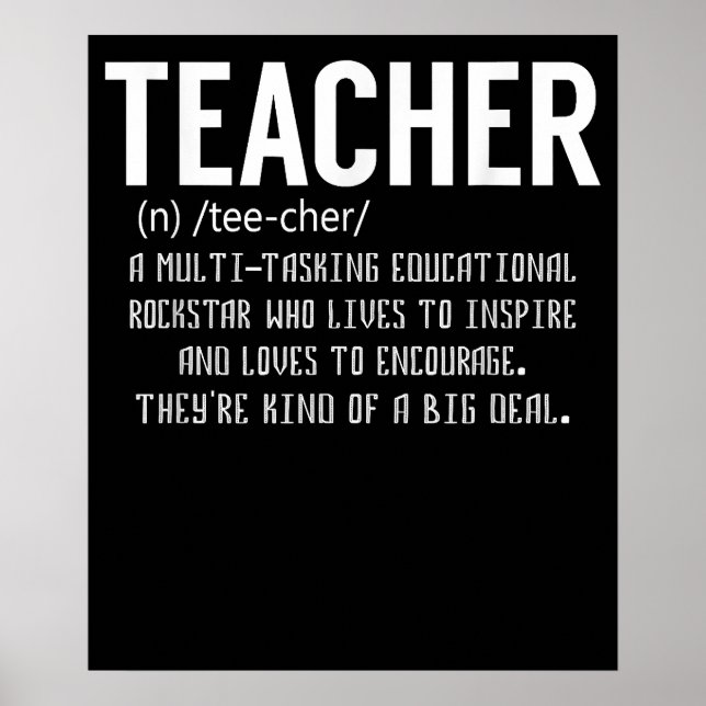 Teacher Definition Teacher Appreciation Poster (Front)
